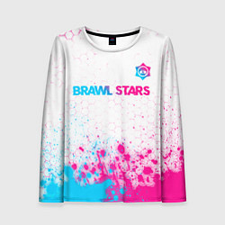 Лонгслив женский Brawl Stars neon gradient style: символ сверху, цвет: 3D-принт