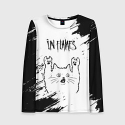 Лонгслив женский In Flames рок кот на светлом фоне, цвет: 3D-принт