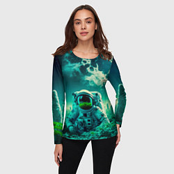Лонгслив женский Астронавт на зеленой планете, цвет: 3D-принт — фото 2