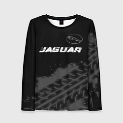 Лонгслив женский Jaguar speed на темном фоне со следами шин: символ, цвет: 3D-принт
