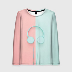 Лонгслив женский Наушники в пастельных тонах, цвет: 3D-принт