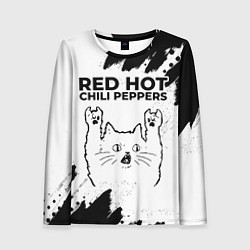 Женский лонгслив Red Hot Chili Peppers рок кот на светлом фоне