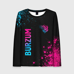 Женский лонгслив Burzum - neon gradient: надпись, символ