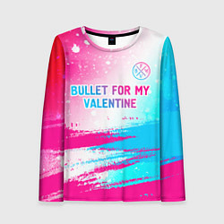 Лонгслив женский Bullet For My Valentine neon gradient style: симво, цвет: 3D-принт