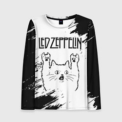 Женский лонгслив Led Zeppelin рок кот на светлом фоне