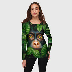 Лонгслив женский Черная обезьянка, цвет: 3D-принт — фото 2