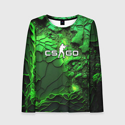 Лонгслив женский CS GO green abstract, цвет: 3D-принт