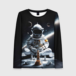 Лонгслив женский Космонавт и шахматы, цвет: 3D-принт