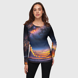 Лонгслив женский Млечный путь и облака на закате, цвет: 3D-принт — фото 2