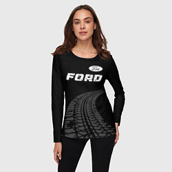 Лонгслив женский Ford speed на темном фоне со следами шин: символ с, цвет: 3D-принт — фото 2