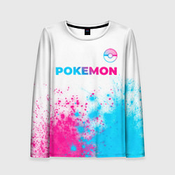 Женский лонгслив Pokemon neon gradient style: символ сверху