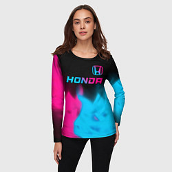 Лонгслив женский Honda - neon gradient: символ сверху, цвет: 3D-принт — фото 2