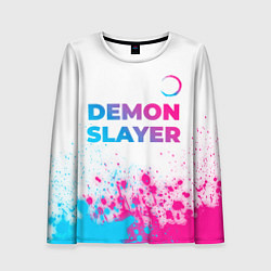 Лонгслив женский Demon Slayer neon gradient style: символ сверху, цвет: 3D-принт