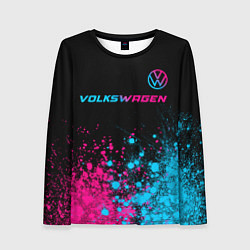 Женский лонгслив Volkswagen - neon gradient: символ сверху