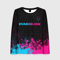 Лонгслив женский Evangelion - neon gradient: символ сверху, цвет: 3D-принт