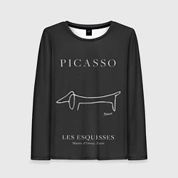 Лонгслив женский Собака на черном - Пабло Пикассо, цвет: 3D-принт