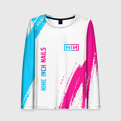 Лонгслив женский Nine Inch Nails neon gradient style: надпись, симв, цвет: 3D-принт