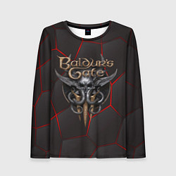 Лонгслив женский Baldurs Gate 3 logo red black geometry, цвет: 3D-принт