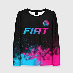 Женский лонгслив Fiat - neon gradient: символ сверху