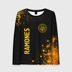 Лонгслив женский Ramones - gold gradient: надпись, символ, цвет: 3D-принт