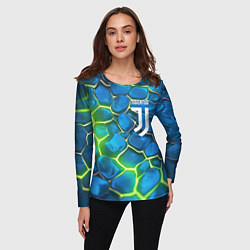 Лонгслив женский Juventus blue green neon, цвет: 3D-принт — фото 2