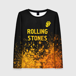 Лонгслив женский Rolling Stones - gold gradient: символ сверху, цвет: 3D-принт