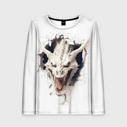 Женский лонгслив Белый дракон выглядывает из стены