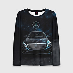 Лонгслив женский Mercedes Benz space background, цвет: 3D-принт
