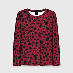 Лонгслив женский Пурпурно-красный пятнистый, цвет: 3D-принт