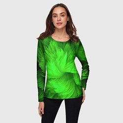 Лонгслив женский Зеленая объемная абстракция, цвет: 3D-принт — фото 2