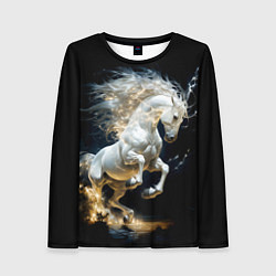 Лонгслив женский Конь Белая молния, цвет: 3D-принт