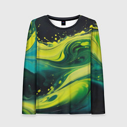 Лонгслив женский Жидкая текущая зеленая краска, цвет: 3D-принт