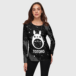 Лонгслив женский Totoro glitch на темном фоне, цвет: 3D-принт — фото 2