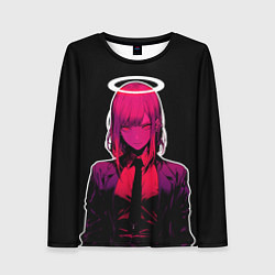 Лонгслив женский Макима с нимбом - Человек бензопила, цвет: 3D-принт