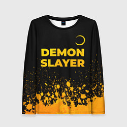 Лонгслив женский Demon Slayer - gold gradient: символ сверху, цвет: 3D-принт