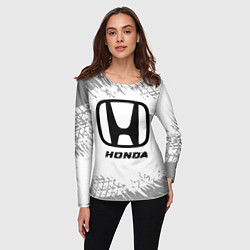 Лонгслив женский Honda speed на светлом фоне со следами шин, цвет: 3D-принт — фото 2