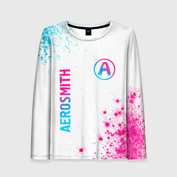 Лонгслив женский Aerosmith neon gradient style: надпись, символ, цвет: 3D-принт