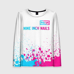 Женский лонгслив Nine Inch Nails neon gradient style: символ сверху