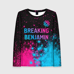 Женский лонгслив Breaking Benjamin - neon gradient: символ сверху