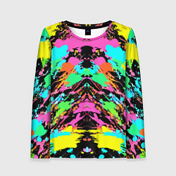 Лонгслив женский Красочный зеркальный паттерн - кляксы, цвет: 3D-принт