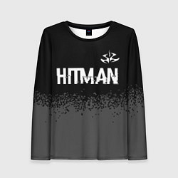 Женский лонгслив Hitman glitch на темном фоне: символ сверху