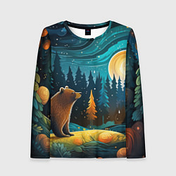 Лонгслив женский Хозяин тайги: медведь в лесу, цвет: 3D-принт
