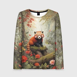 Лонгслив женский Красная панда в лесу, цвет: 3D-принт