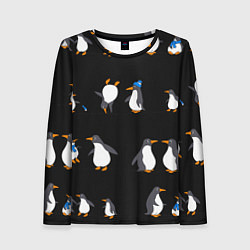 Женский лонгслив Веселая семья пингвинов