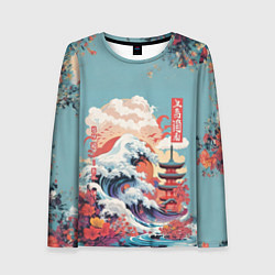 Женский лонгслив Винтажная иллюстрация Японского пейзажа