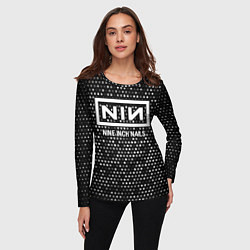 Лонгслив женский Nine Inch Nails glitch на темном фоне, цвет: 3D-принт — фото 2