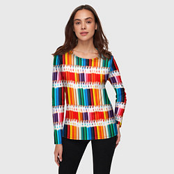 Лонгслив женский Яркие цветные карандаши, цвет: 3D-принт — фото 2