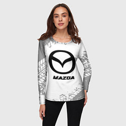 Лонгслив женский Mazda speed на светлом фоне со следами шин, цвет: 3D-принт — фото 2