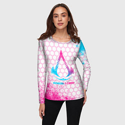 Лонгслив женский Assassins Creed neon gradient style, цвет: 3D-принт — фото 2