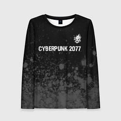 Женский лонгслив Cyberpunk 2077 glitch на темном фоне посередине